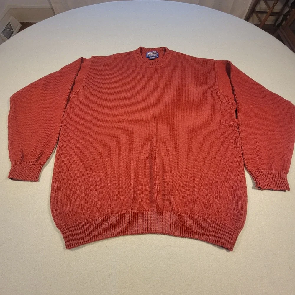 Pendleton Sweater Men's Large Rust Red 100%‎ Cotton Crewneck Heritage Americana